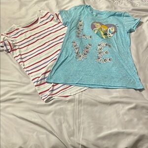 Disney Blue Graphic Tee & Striped Shirt Set